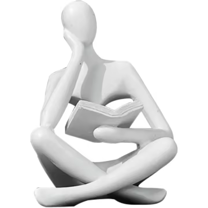 Estatua de hombre pensador leyendo, escultura estética para decoración de habitación | Figura dorada leyendo un libro, decoración moderna para el hogar - 1