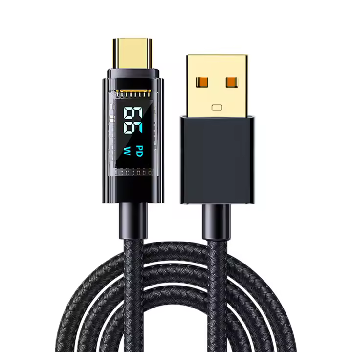 DAM. Cable USB 2.0 a USB-C de 66W/6A, carga rápida, pantalla digital, 2 metros. 200x0,5x0,5cm - 1