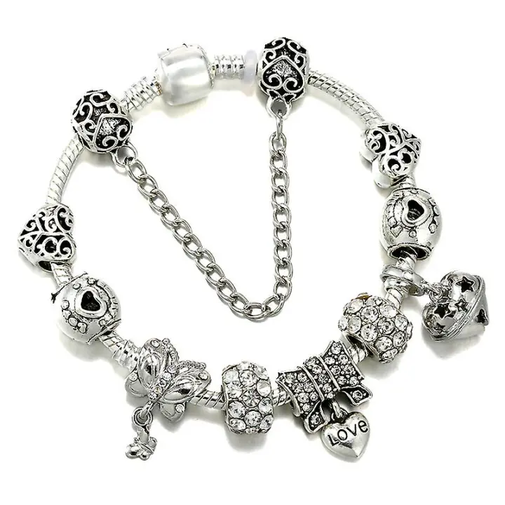 Pandora Plata Style Charm Bracelet Women's Diy Pendant Bracelet 8 - 1