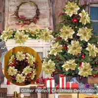 50/3pcs Flores De Navidad Plateadas Y Plateadas Artificiales Poinsettia De 14cm Adorno De Árbol De Navidad Decoración De Hogar Para Año Nuevo - details 9