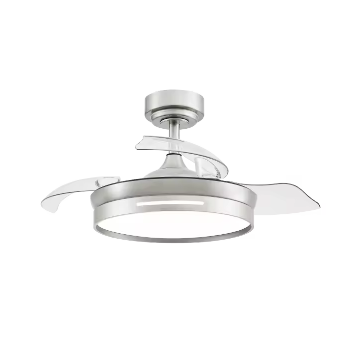 VENTILADOR DE TECHO Dc 48w MICENAS FABRILAMP  Niquel 3asp.91d 6velocidades 4800lm 3000-4000-6000k Remoto+memoria+temporizador 24 - 1