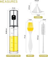 Pulverizador Aceite Spray, para Cocina, de Acero Inoxidable y Cristal,100 ml, Antigoteo, Accesorios Freidora de Aire, Dispensador, Bote, Dosificador - details 0