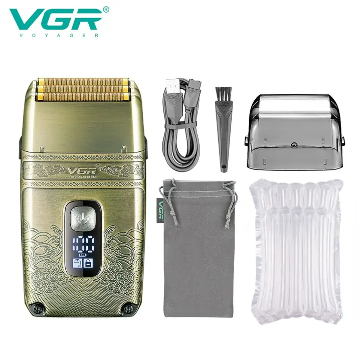 VGR Afeitadora Eléctrica Profesional Para Hombres Cincel De Barba Impermeable Con Pantalla Digital Afeitadora De Acero Inoxidable V-335 - 1