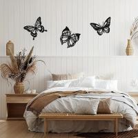 Decoración De Pared En Forma De Mariposa Dragón Negro Y Colibrí 3 Piezas Arte Pendiente Para El Hogar Material Metálico - details 5