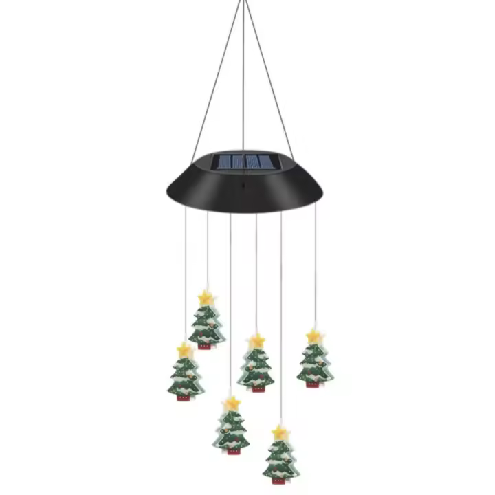 Lámpara Decorativa Solar Para Jardín Navidad Con Campana De Viento Y Luz UV 6 LED Exterior Para Patio Balcon Decoración Hogar - 1