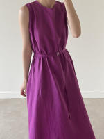 Vestido Largo Vintage De Algodón Y Lino Para Mujer REALEFT Sin Mangas Estilo Casual Suelto Con Cinturones Verano 2025 - details 11