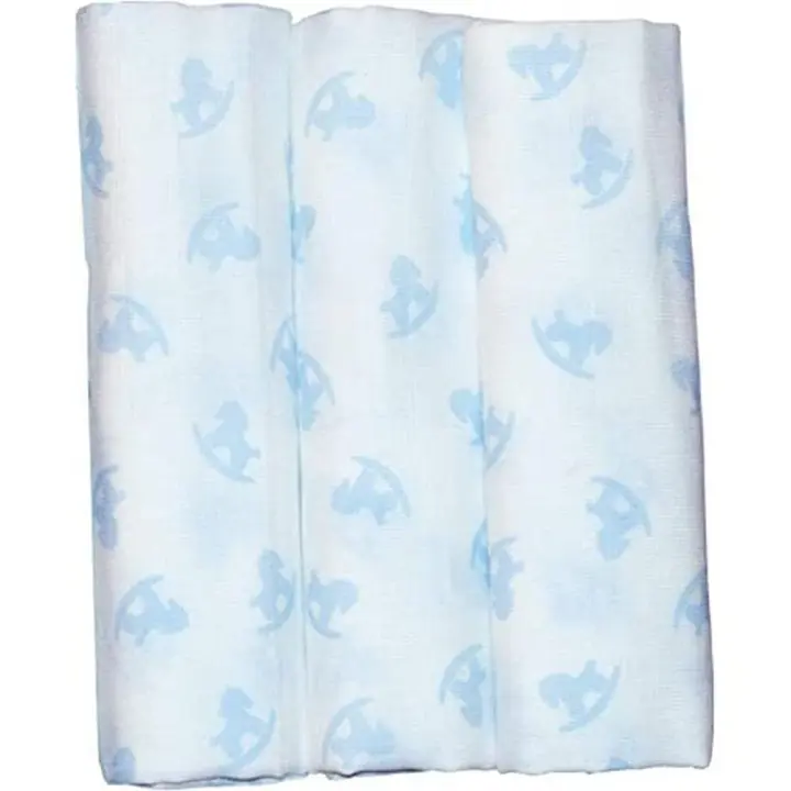 Set de 3 gasas estampadas Caballito (60x60 cm) - Suaves y transpirables, perfectas para limpieza, lactancia o como mantita ligera para el bebé - 1