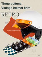 Casco De Motocicleta Retro Mitad Rostro Con Visera De 3 Botones Pantalla Antigolpes Accesorios Para Motocicleta Unisex - details 0