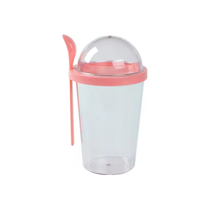 Taza De Desayuno Portátil De 400ml Con Tapa Y Cuchara Doble Capa Para Yogur Avena Salada Fruta Sopa De Verduras Taza De Pérdida De Grasa - 1