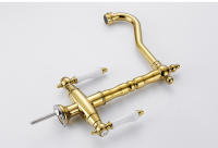 Grifo De Cocina Con Doble Manija Montado En Plataforma Cobre Antiguo Negro Bronce ELK9088 Mezclador De Agua Caliente Y Fría Para Fregadero Instalación En Un Solo Agujero - details 12