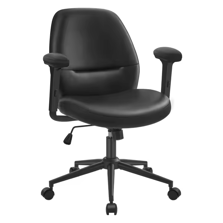 Silla de Oficina Giratoria, Reposabrazos y Altura Ajustables, Asiento Ancho, Tela de Lino de Algodón - 1