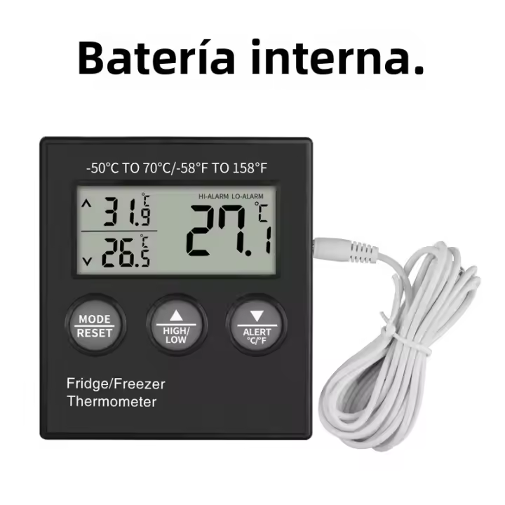 Termómetro Digital LCD Para Congelador Y Nevera Rango De Temperatura -50~110 Grados Mini Termómetro Para Nevera Y Refrigerador - 1