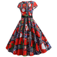 Vestido Midi Vintage Elegante Para Fiesta De Navidad Mujer Con Cintura Alta Manga Corta Vestido De Promoción Jurk Robe - details 17