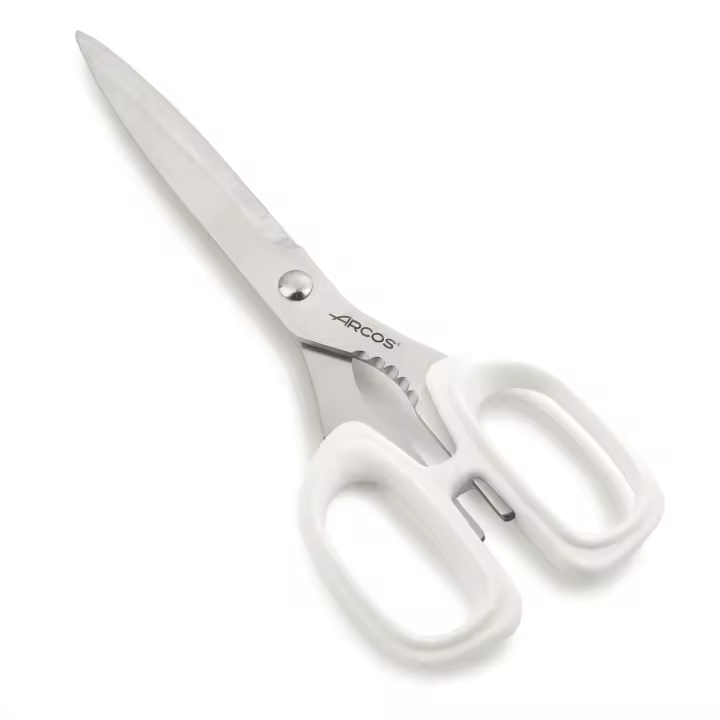 Arcos Tijeras cocina Acero Inoxidable 8,s. Tijeras cocina profesionales para cortar todo tipo alimentos. Mango polipropileno y Hoja 220 mm. Serie Deluxe. Color blanco. - 1