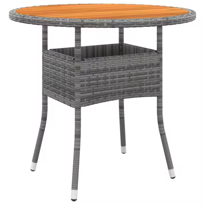 Mesa de Jardín Madera Acacia y fintético gris Ø 80x75 cm - 1