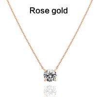 Collar De Lujo Diamante Solitario De 1.5 Carrats (7.3mm) Para Mujer Platinado En Oro Cubic Zirconia Collar Elegante Y Delgado - details 4