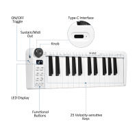 Teclado MIDI Mini M-VAVE SMK-25 Rechargeable 25 Teclas Teclado De Control USB Instrumento Portátil Para Compositor Y Productor Musical - details 3