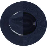 Kebedo Moda Sombrero de Paja Azul para Hombre Mujer Estilo Panamá, Sombrero Verano Transpirable para Sol, Playa, Vacaciones y Viaje, Diseño de ala Ancha con Cinta decorativa Blanca estampado Plumas, Talla Ajustable Unisex Adulto - details 2