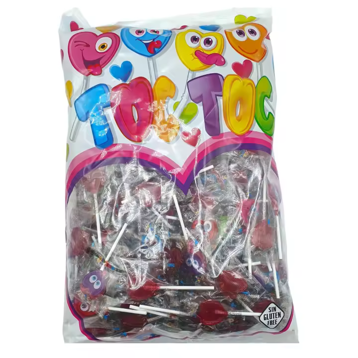 Deliex delicias de Extremadura - 200 Piruletas Corazon - Sabor Cereza - Sin Gluten - Caramelos con Palo Corazón Toc Toc - 1