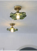 Lámpara Colgante De Vidrio Colorido LED Para Dormitorio Y Sala De Estar Estilo Art Decó Chandelier Colgante De Cobre Simple Para Bar Y Restaurantes - details 1
