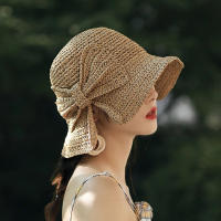 Sombrero De Paja Collapsible Para Mujer Sombrilla De Verano Con Lazo Ancho Sombrero De Paja Panama De Gran Amano Para Playa Protección Solar - details 0