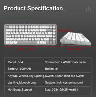 Teclado Mecánico De Juego E-YOOSO Z84 Slim Con Bluetooth 5.0 Y Cable USB 2.4G 84 Teclas Para PC Laptop Compatible Con Tablet - details 11