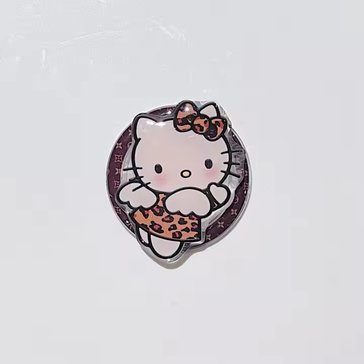 Estuche De Carga Inalámbrica Con Soporte Para Teléfono Sanrio Hello Kitty Para iPhone Estilo Leopardo Magsafe Compatible Accesorio De Moda Para Mujeres - 1