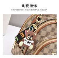 Mochila Vintage a Cuadros Para Mujer Estilo Girly Con Contraste De Hombros Mochila Redonda De Moda Cruzbody Sencilla Con Costuras Material PVC - details 3