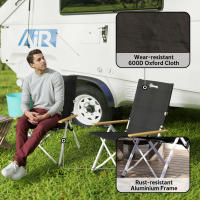 Outsunny 2 Sillas de Camping Plegables de Aluminio Sillas de Jardín Portátiles con Respaldo Alto Ajustable Reposabrazos de Madera y Bolsa de Transporte para Exterior 59x67x96 cm Negro - details 4