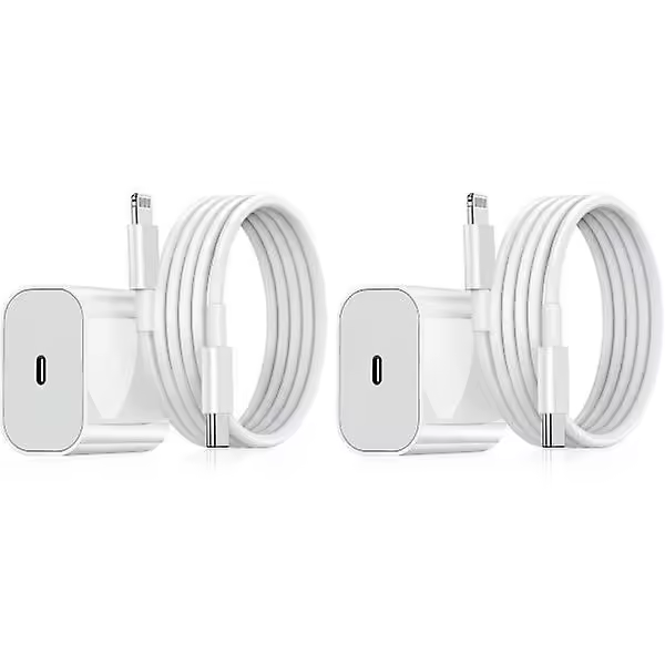 Paquete de 2 Cargador para iPhone - Cargador Rápido-Adaptador + Cable 20W Blanco - 1