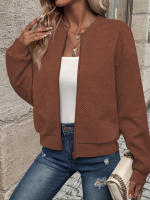 Chaqueta De Cierre De Cremallera De Color Sólido Para Mujer Estilo Casual Y Moda Durable Y Lujosa Para Otoño E Invierno - details 19
