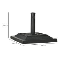 Outsunny Base para Sombrilla de Jardín de 12 kg Soporte de Parasol Cuadrado de Resina para Mástil Ø32/38 mm para Terraza Patio Balcón 44x44x33 cm Negro - details 2