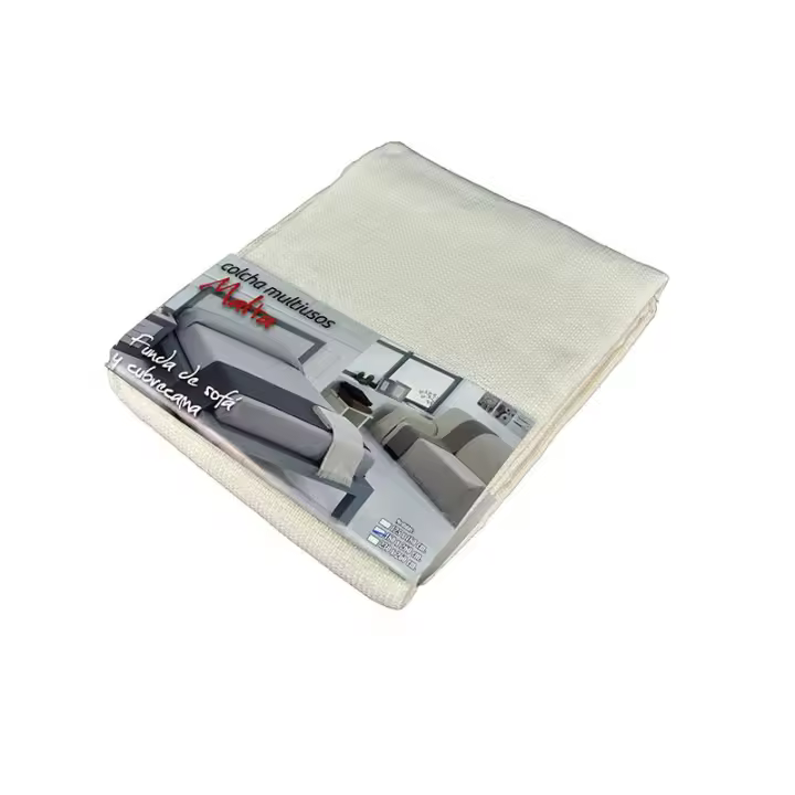 Colcha Multiusos Foulard para Cama y Sofá, Modelo Malta, Estampado, Color Natural, Cañete - 1