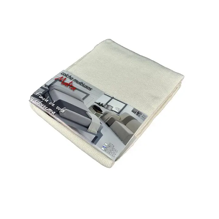 Colcha Multiusos Foulard para Cama y Sofá, Modelo Malta, Estampado, Color Natural, Cañete - 1
