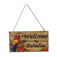 Placa De Madera Vintage Welcome to Paradise Con Cordón De Jute Para Decoración De Jardín Y Hogar Regalo De Viaje - details 2