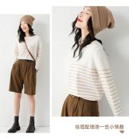 Suéter De Punto Para Mujer 2025 Estilo Oficina Lady Con Rayas Cuello Redondo Manga Larga Suéter Caliente Y Suave Para Todas Las Estaciones - details 14