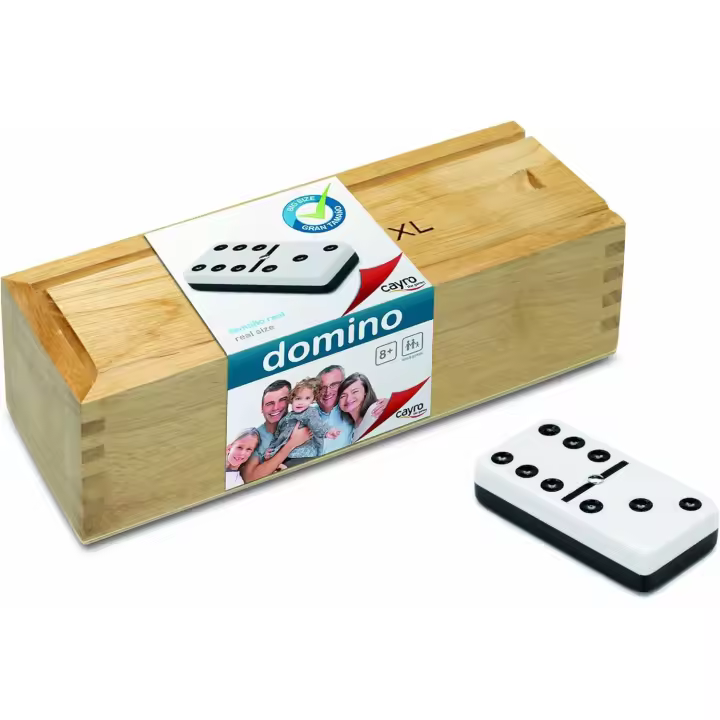 Cayro - Dominó XXL - Juego de Dominó Clásico con Caja de Madera - Fichas de Gran Tamaño - - 1