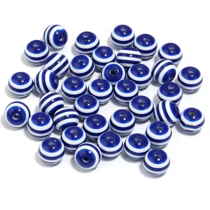 50/100pcs Resin Stripe Beads Redondas De Color Para Hacer Joyas DIY Pulsera Con Accesorios De Manualidades Cuentas Espaciadoras - 1