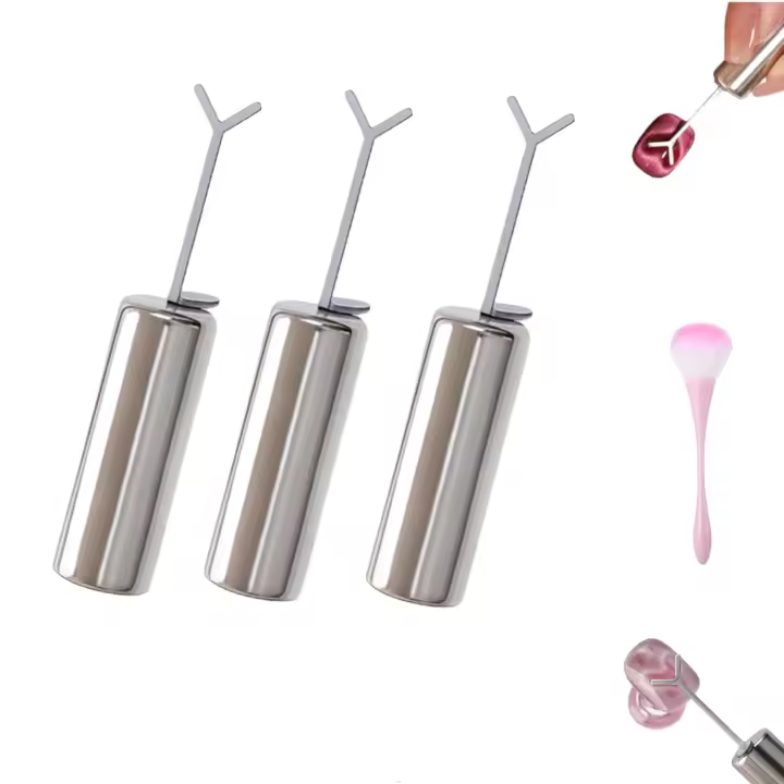 Imán de corazón para esmalte de gel de ojos de gato, kit de manicura con esmalte de gel magnético de ojos de gato, con metal en forma de Y (5 unidades) - 1