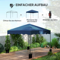Gazebo Aproximadamente 3x3m, Gazebo plegable pop-up impermeable y estable a prueba de frío, Protección UV 50 +, tienda de campaña de Fiesta plegable Tienda de Jardín with Bolsa de ruedas', jardín de camping - details 2