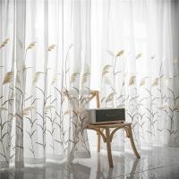Cortina De Encaje De Trigo Bordado Estilo Pastoral Para Sala De Estar Dormitorio Estudio Adecuada Para Niños Máquina Lavable Blanco - details 5