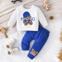 Conjunto De Ropa Para Bebé Terno Con Estampado De Oso Casual Para Niños Y Niñas De 3 a 24 Meses Camiseta De Manga Larga Y Pantalones Navys - details 8