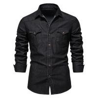 Camisa De Lino Elástico AIOPESON Para Hombre Cuello En V Manga Larga Estilo Vaquero Calidad Superior Ropa Casual De Corte Slim - details 1
