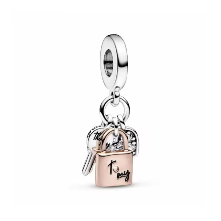 Charm Colgante Triple Llave, Candado y Corazón en Dos Tonos Pandora - 782506C01 - 1