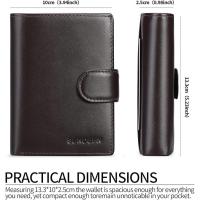 Cartera Hombre de Cuero, Billetera con Bloqueador RFID, Cartera Vertical para Hombre con 19 Ranuras para Tarjetas, 3 Ranuras para Billetes, 1Bolsillo para Monedas con Bot贸n - details 0