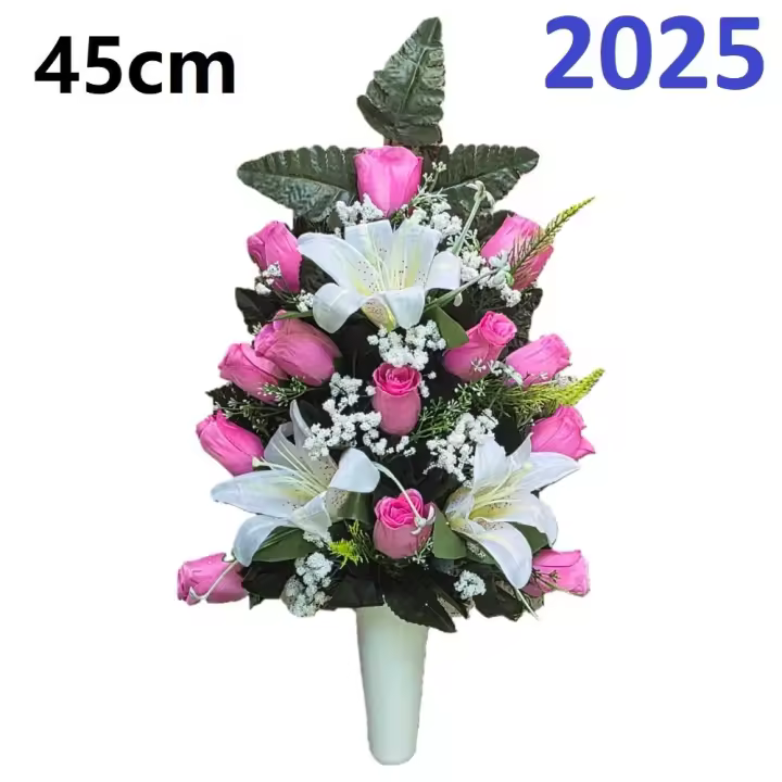 Flores artificiales para cementerio,Centro Flores para santos duraderas de tela con maceta,Gerimport,Envios desde España - 1