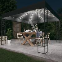 vidaXL Cenador con Tira de Luces 3x3 m Tela Pérgola Parasol Carpa Color Crema,  Antracita, y mas - details 1