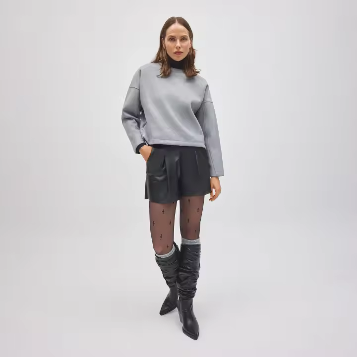 Ysabel Mora - Shorts efecto piel negro - 1