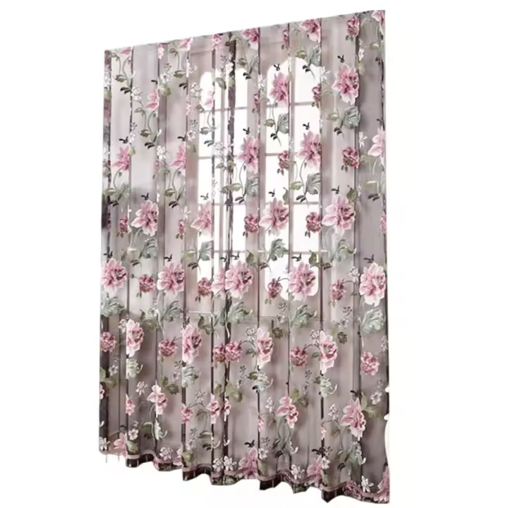100*200 CM Elegantes Cortinas de Red Floral Tul Voile Puerta Ventana Cortina Panel Transparentes - 1