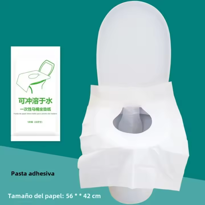 Cubierta De Asiento De Inodoro Desechable Tamaño Grande Adhesivo Soluble En Agua Portátil Para Viajes Y Hoteles Papel Higiénico Para Niños Grueso - 1